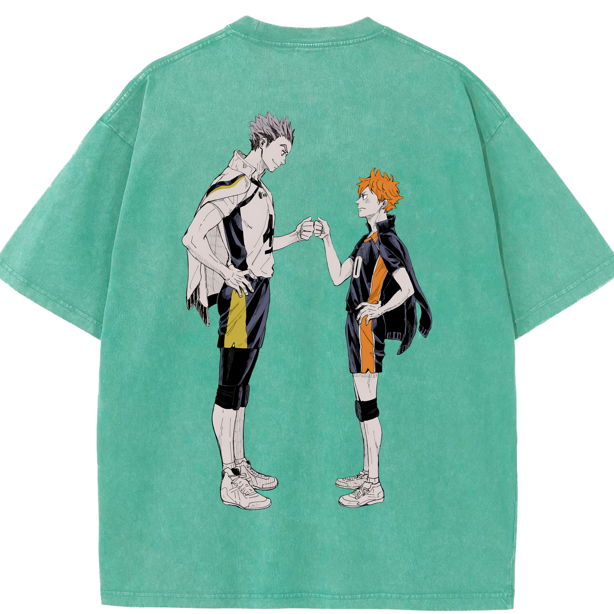 （画像用） ハイキュー!! Haikyu!! 綿100% ヴィンテージ風 半袖Tシャツ（背面プリント）